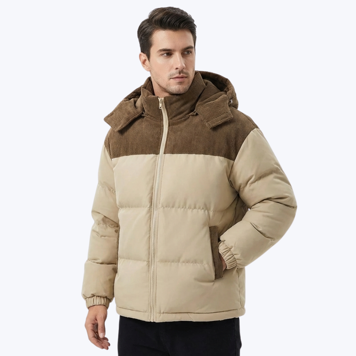 Men’s Hooded Puffer Jacket with Quilted Insulation