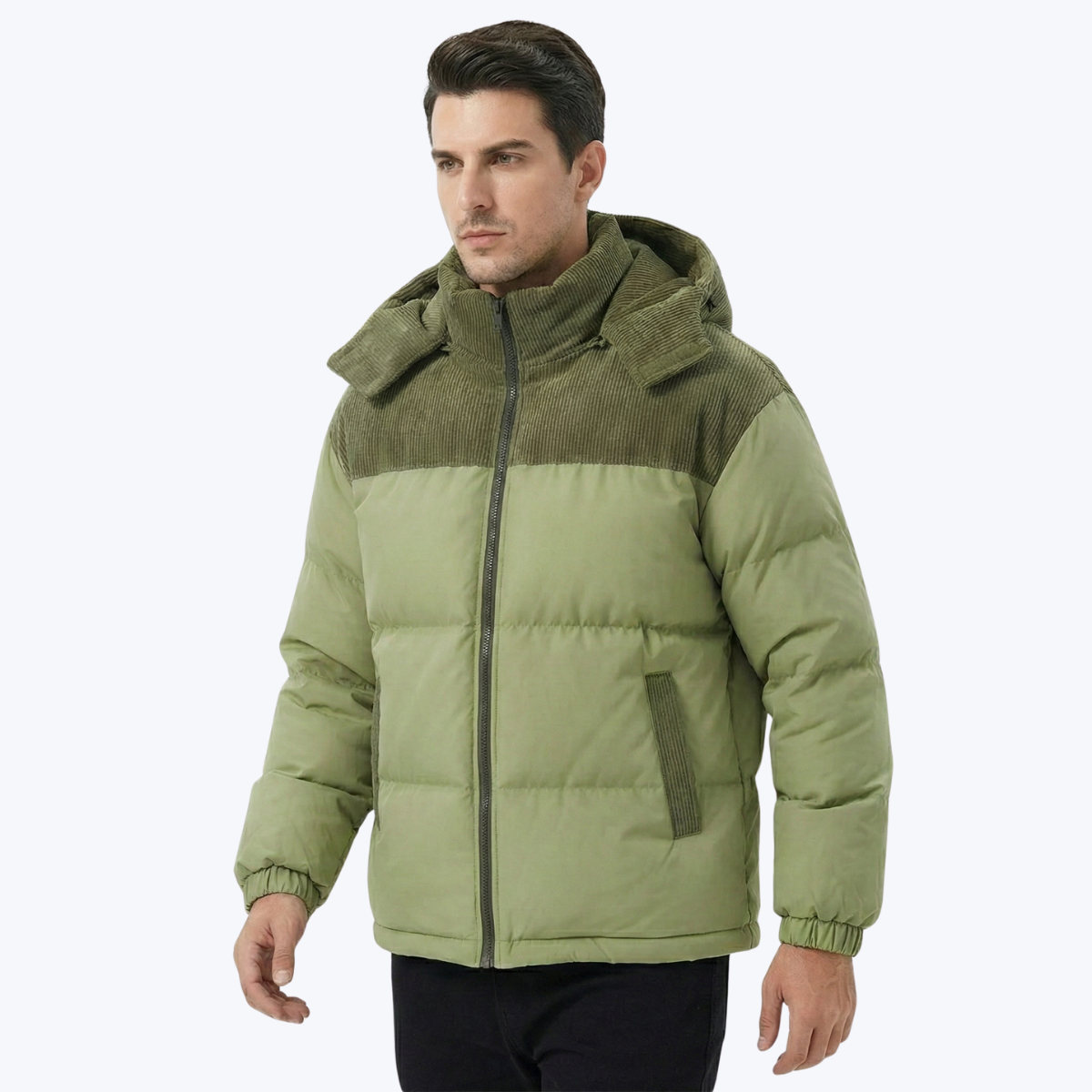 Men’s Hooded Puffer Jacket with Quilted Insulation