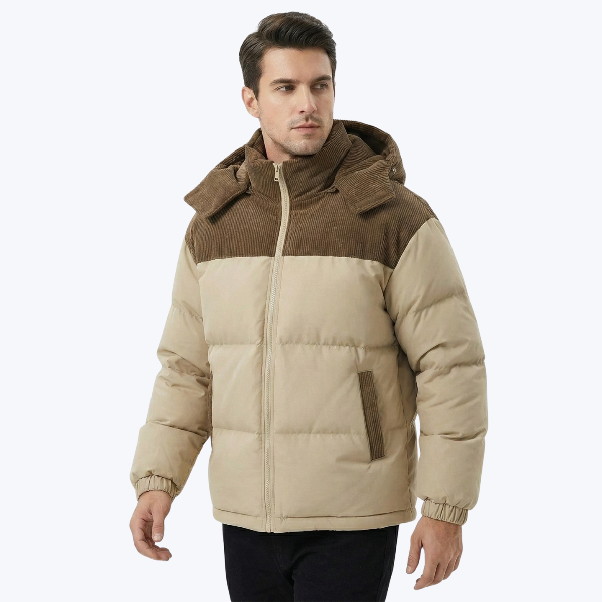 Men’s Hooded Puffer Jacket with Quilted Insulation