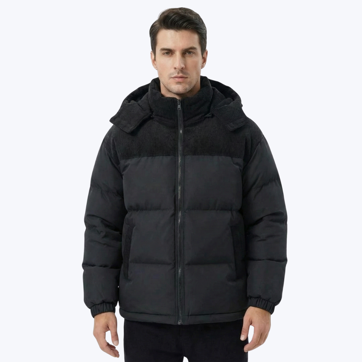 Men’s Hooded Puffer Jacket with Quilted Insulation