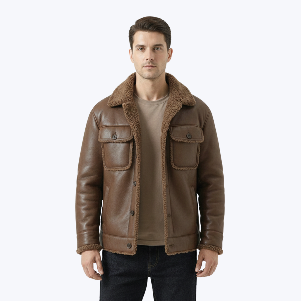 Men’s Shearling Faux Leather Jacket