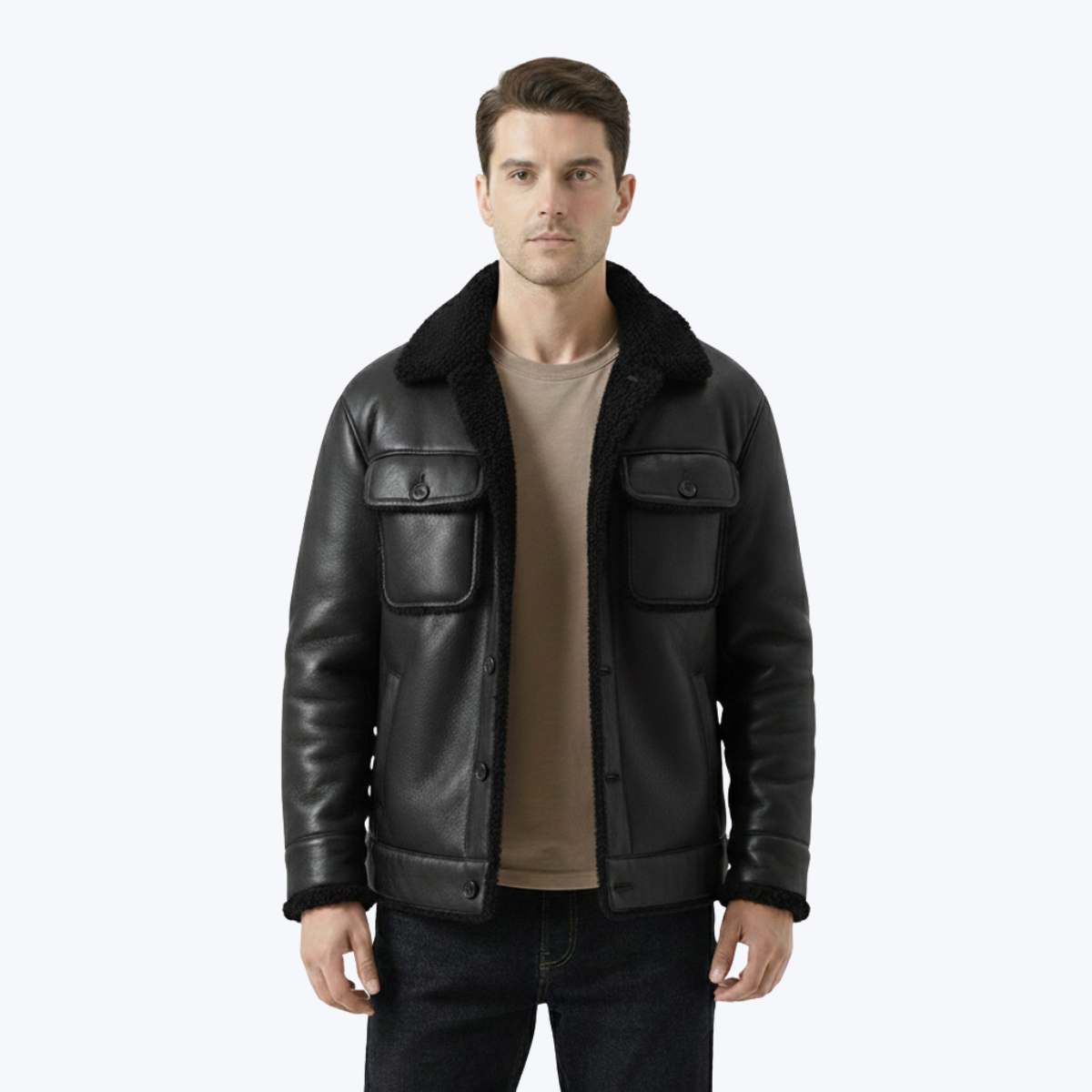 Men’s Shearling Faux Leather Jacket