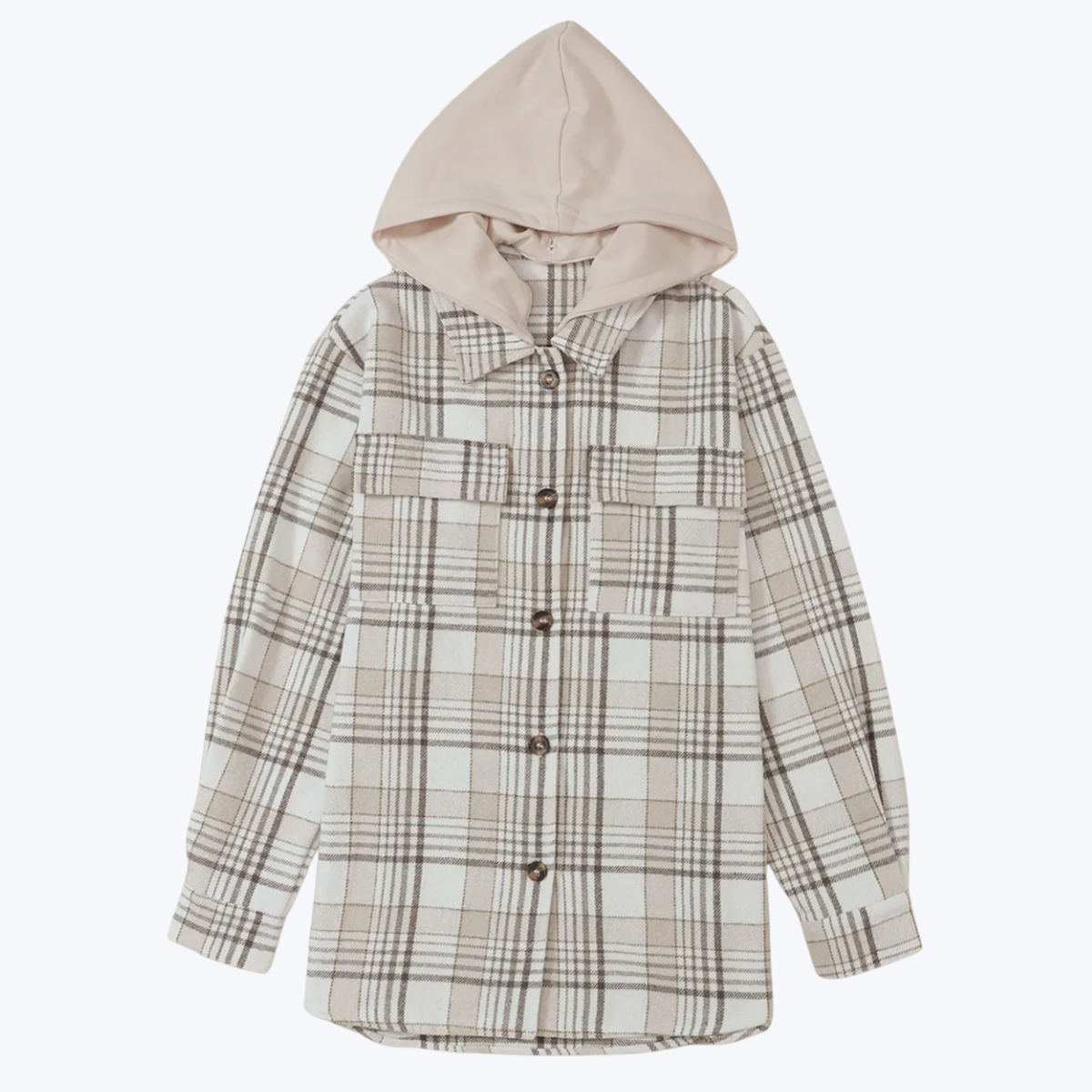 Women’s Plaid Hooded Shacket with Removable Hood