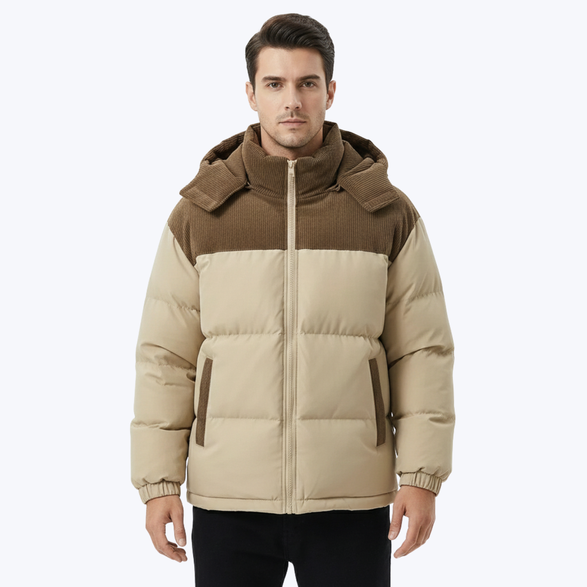Men’s Hooded Puffer Jacket with Quilted Insulation