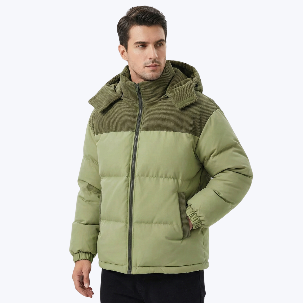 Men’s Hooded Puffer Jacket with Quilted Insulation