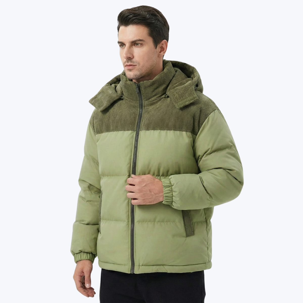 Men’s Hooded Puffer Jacket with Quilted Insulation