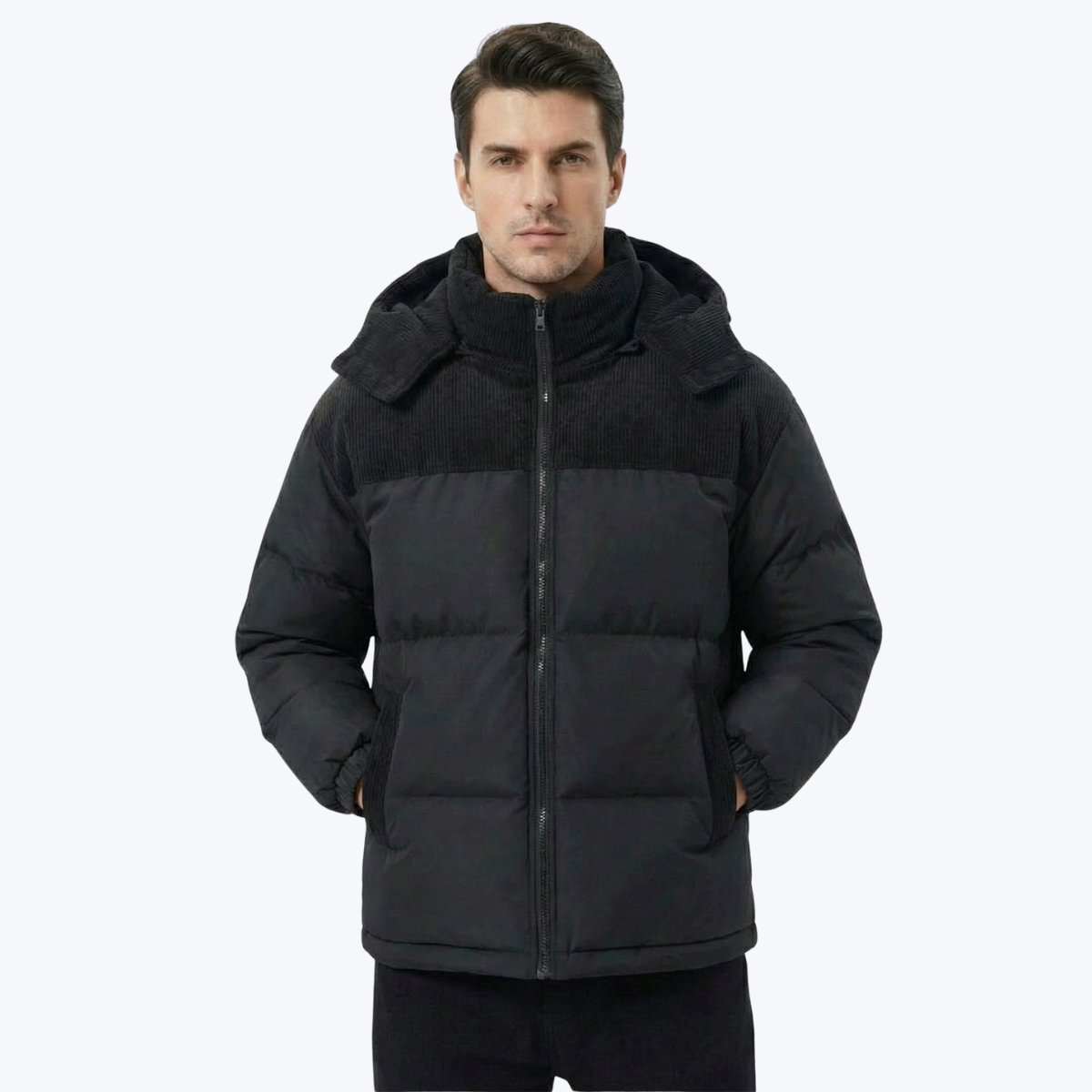 Men’s Hooded Puffer Jacket with Quilted Insulation