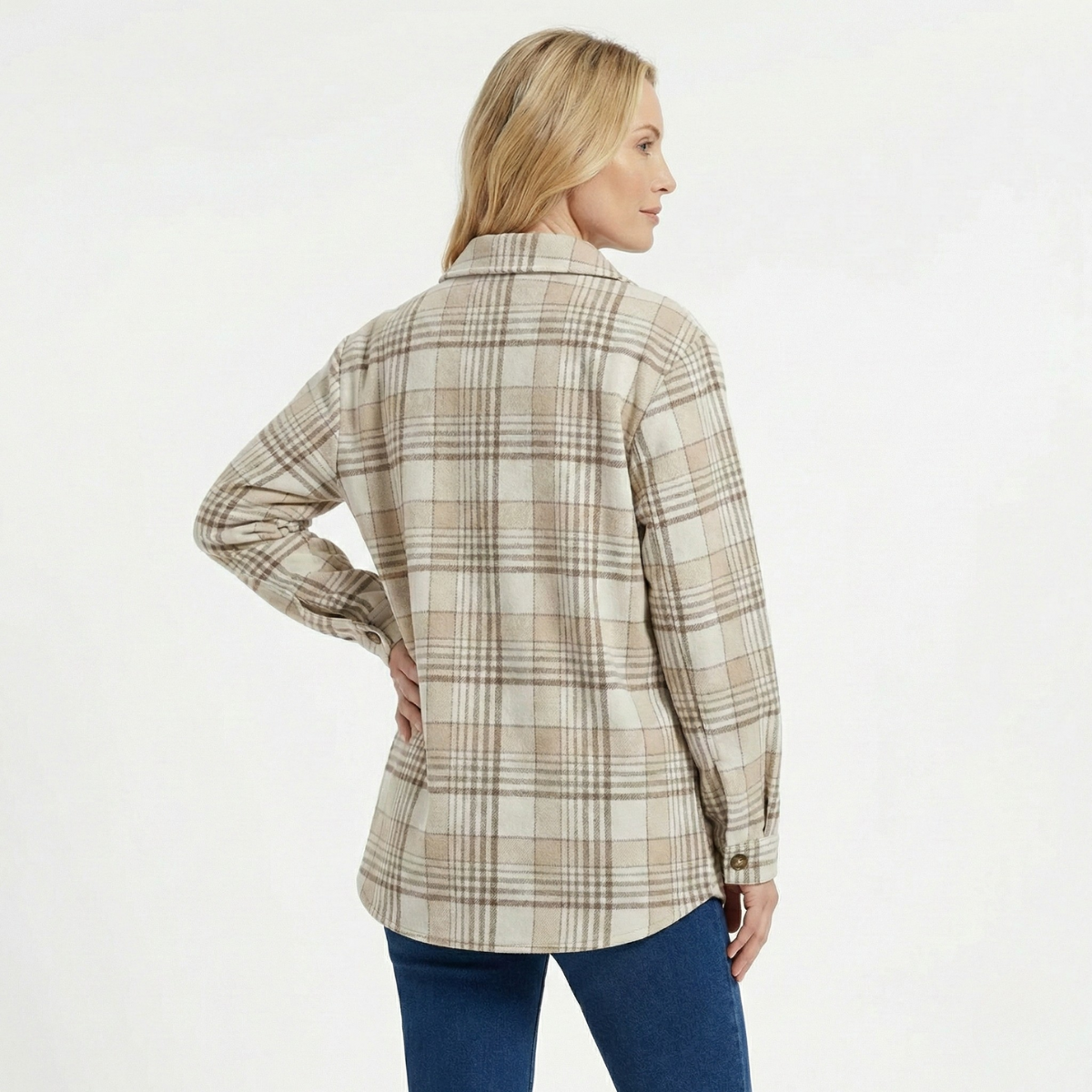 Women’s Plaid Hooded Shacket with Removable Hood
